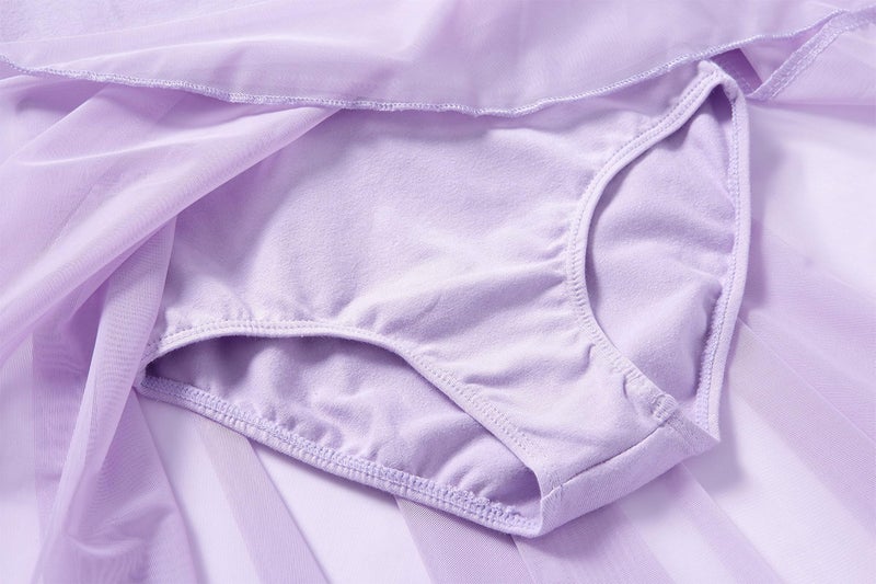MdnMd Dance Ballet Skirt Leotard for Girls Child Ballerina Costume Dress (Lavender Purple, Age 6-8) - Image 3